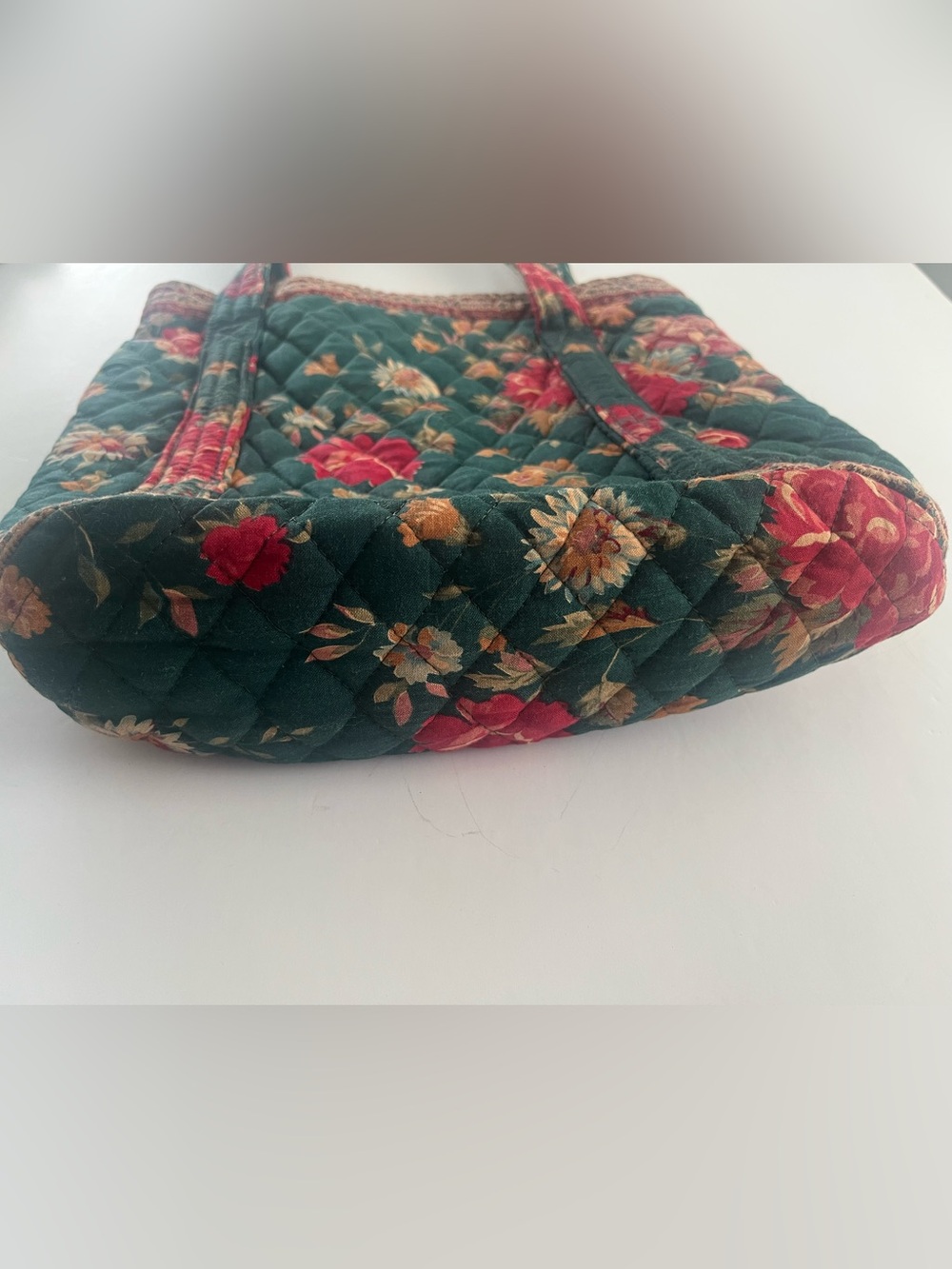 Vera Bradley Vintage 1987 Greenbriar Floral Quilted Tote Green Pink - Picture 16 of 16